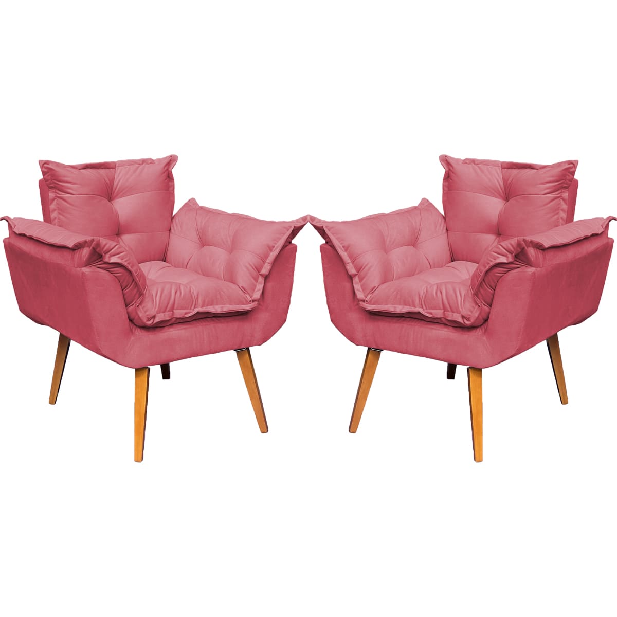 KIt 2 Poltronas Decorativa Para Sala Manicure Consult�rio Alice Suede P�s Castanho